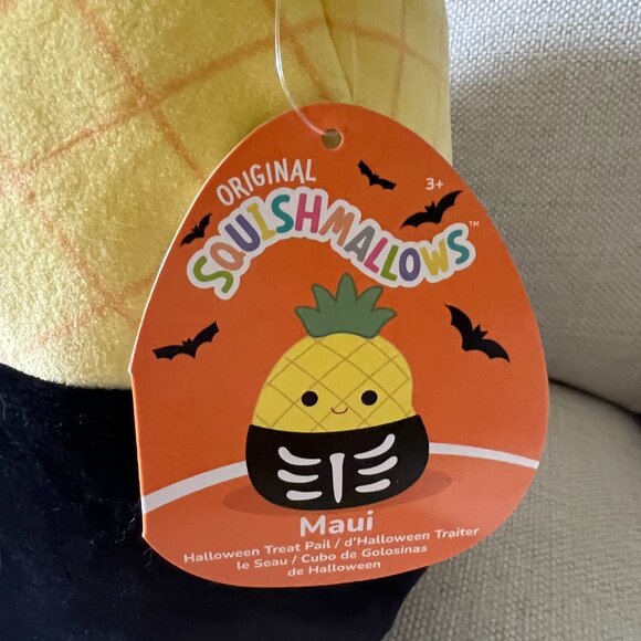 Squishmallows Treat Pail - Maui The Pineapple Disguised as a Skeleton - 12" - Picture 4 of 7